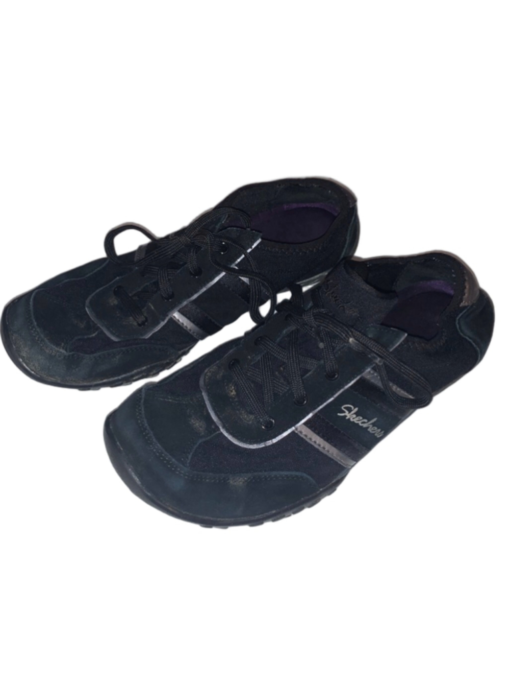 Women's Skechers Black & Silver Sneakers Size 9